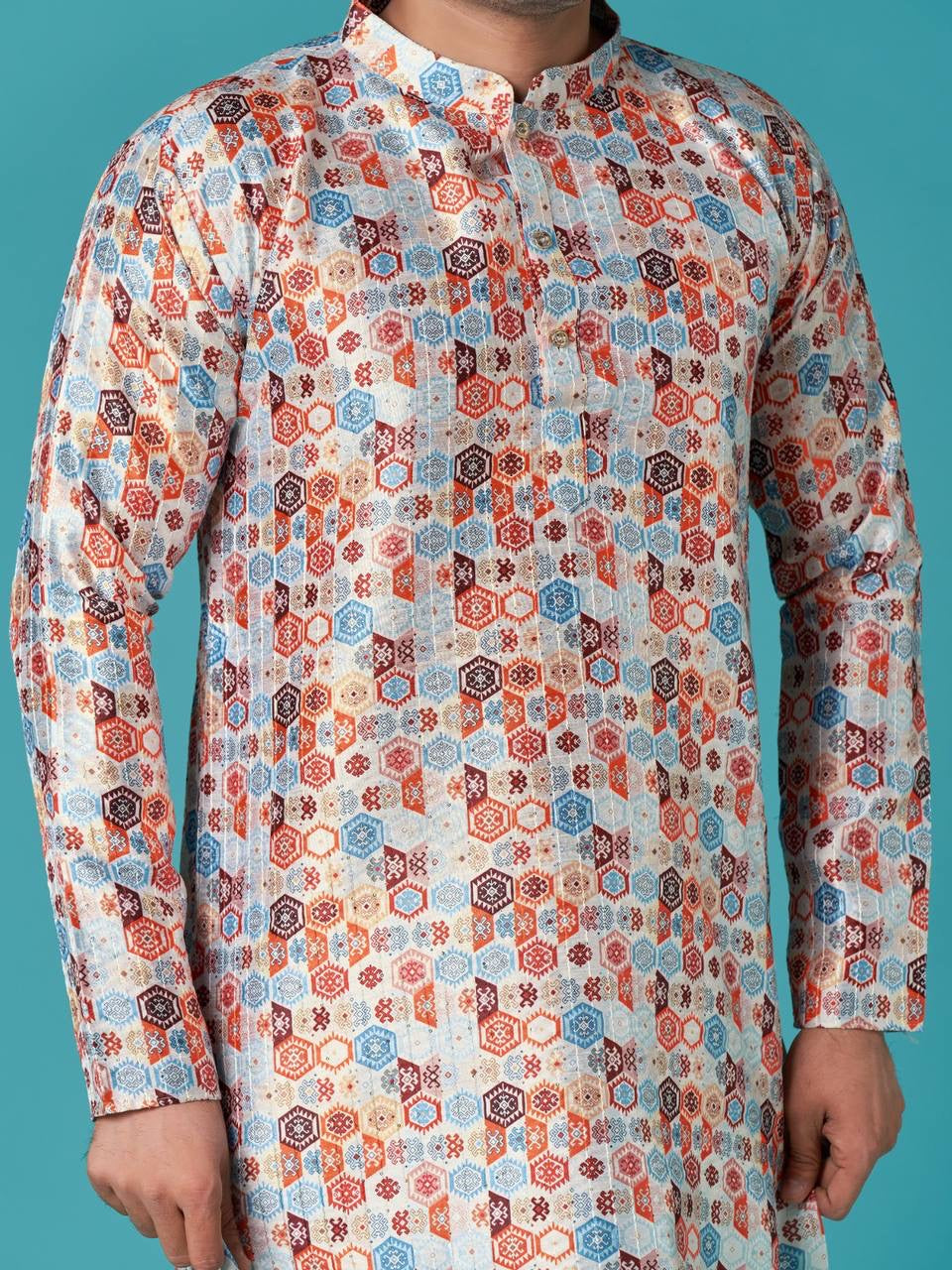 Poly Silk Sequins work Kurta