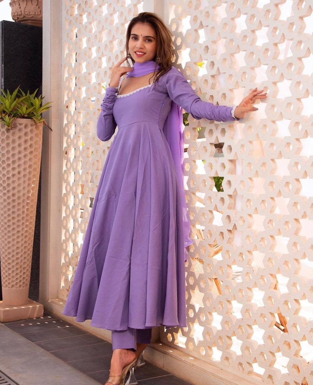 Lavender Georgette Kurti Set