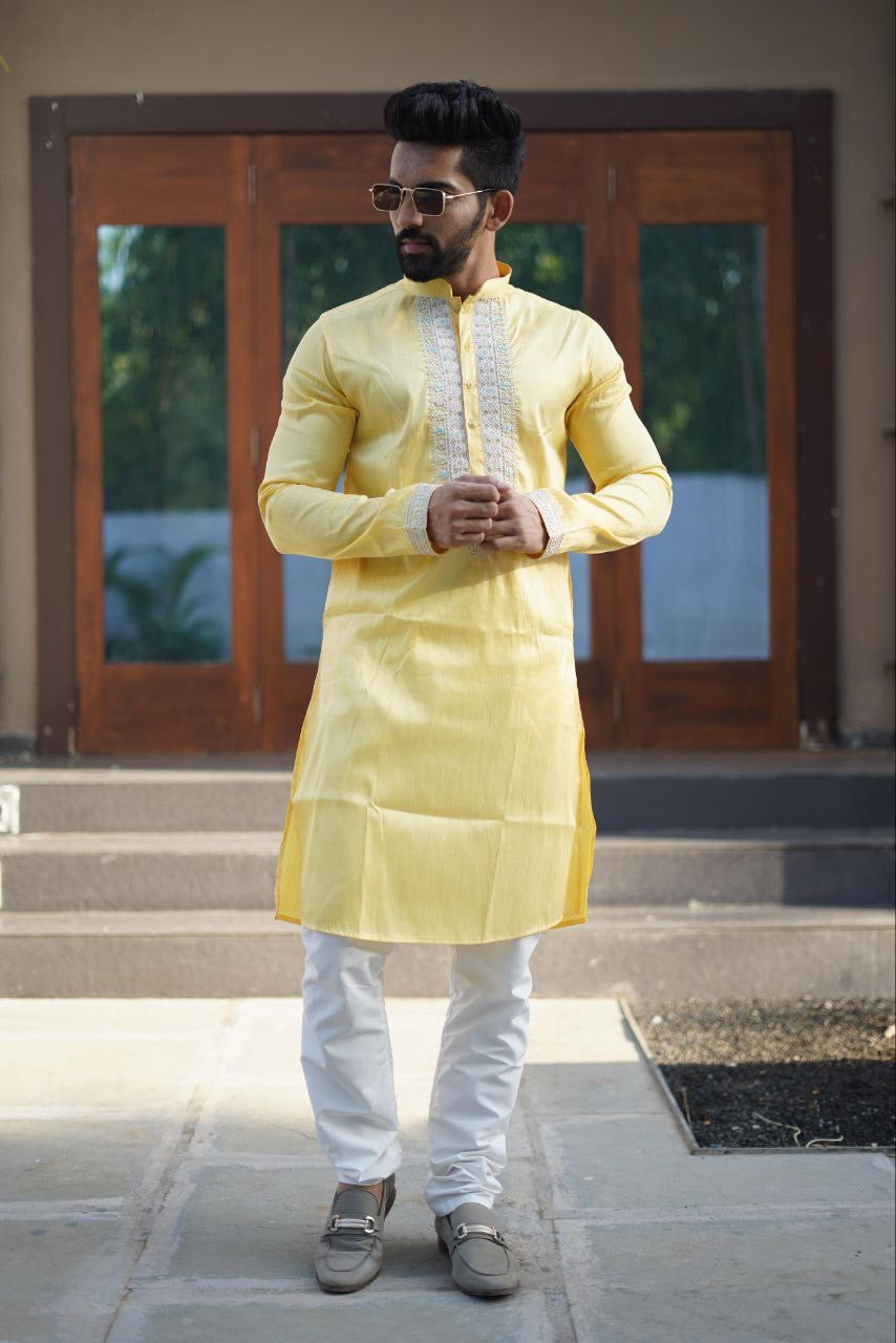 Aarush Cotton Silk Men Kurta