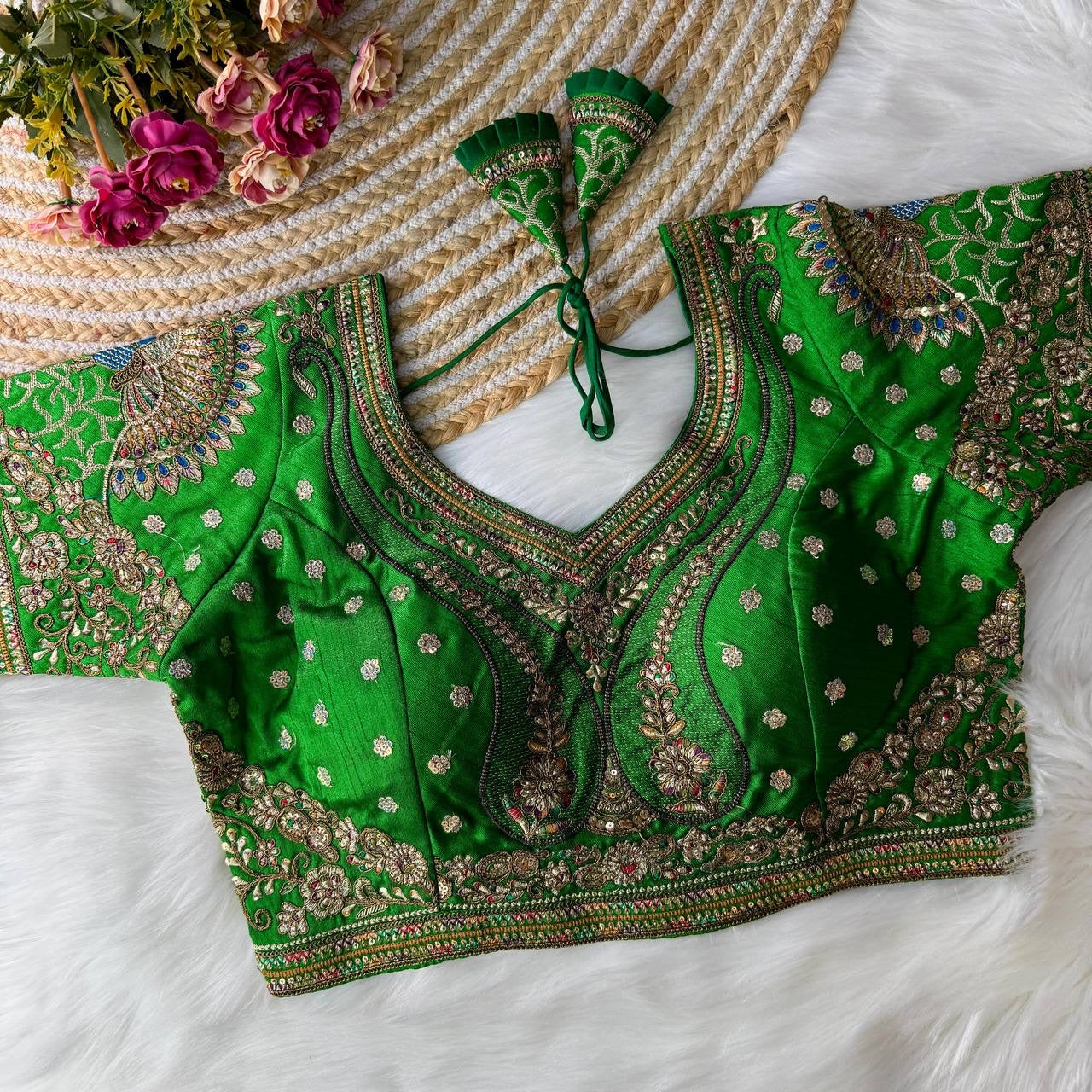 Bridal Bliss Apple-Cut Embroidery Work Blouse