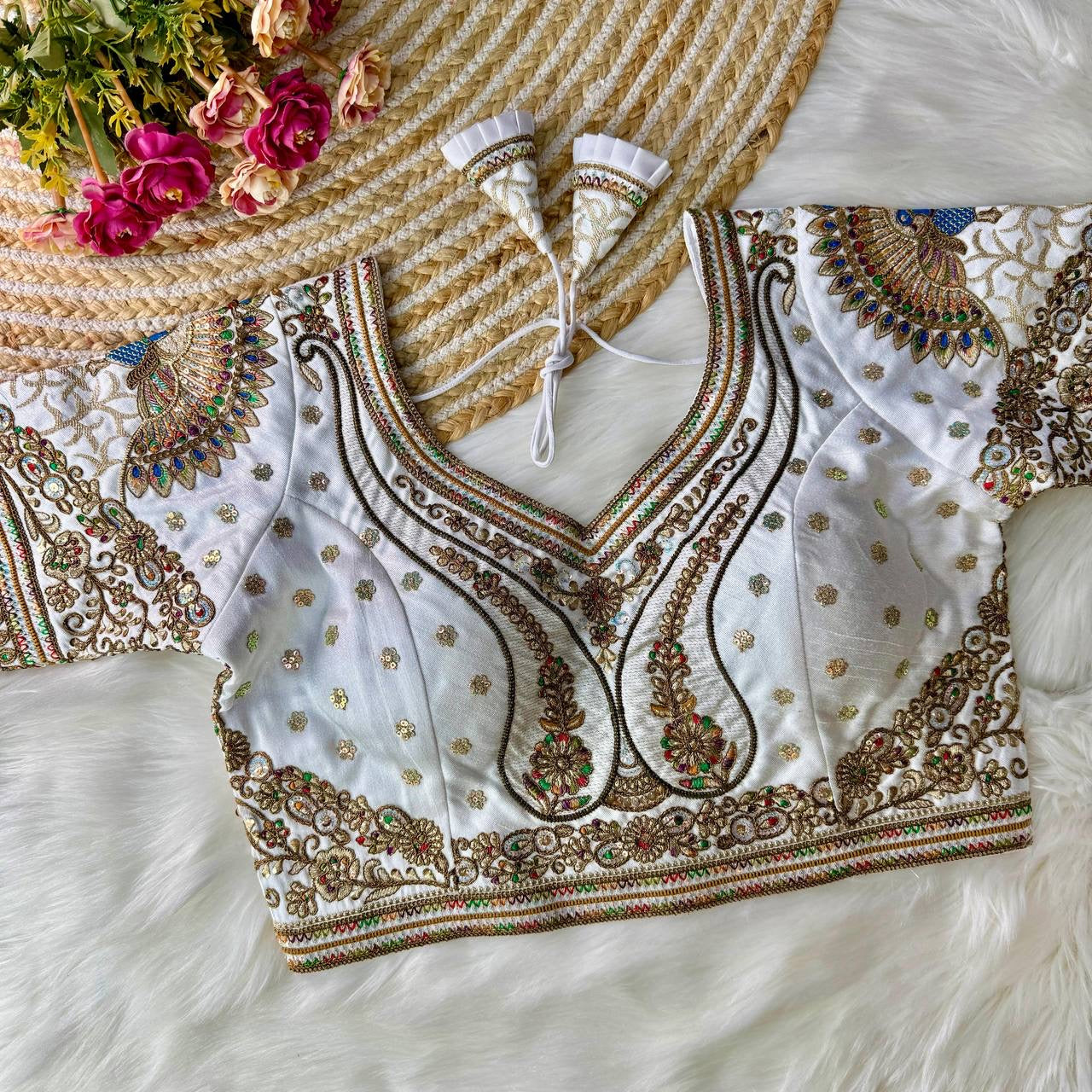 Bridal Bliss Apple-Cut Embroidery Work Blouse