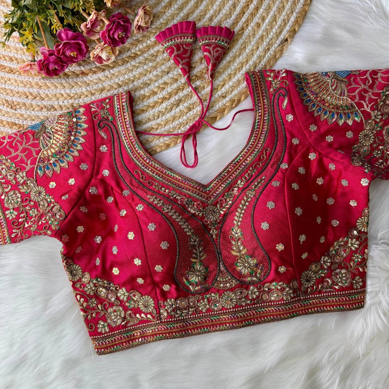 Bridal Bliss Apple-Cut Embroidery Work Blouse