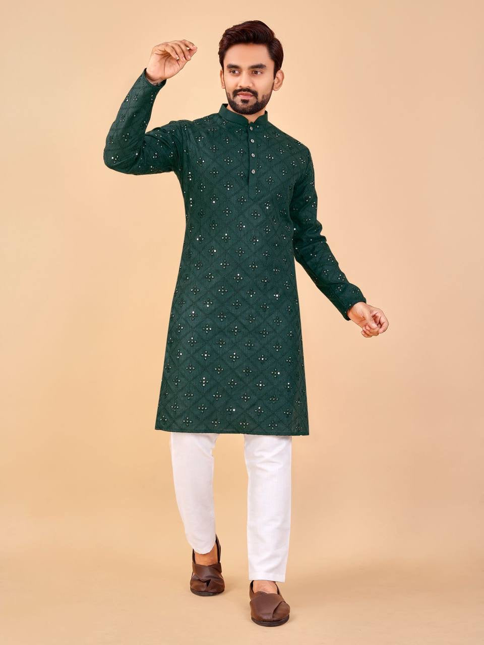 Abishek Mirror Work Kurta