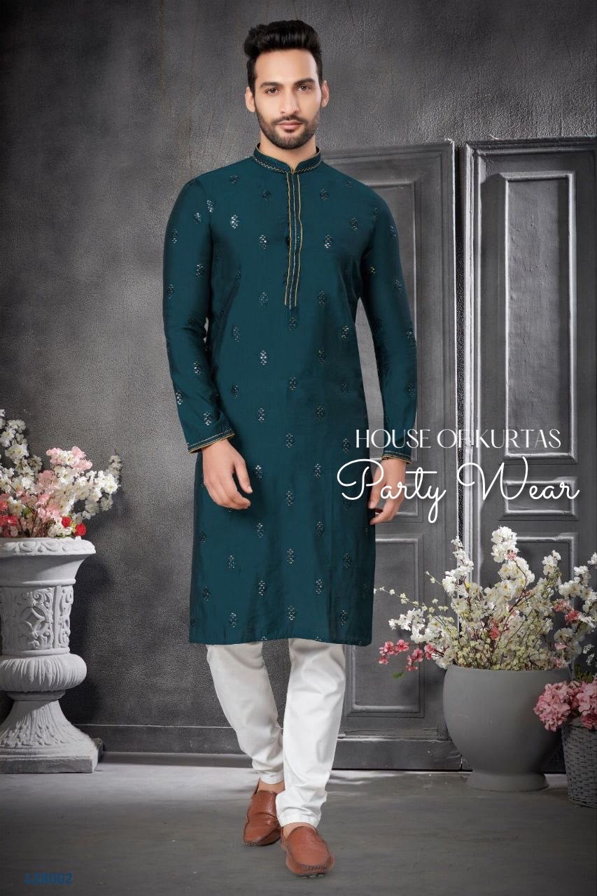 Exquisite Cotton Silk Kurta with Sequins Embroidery