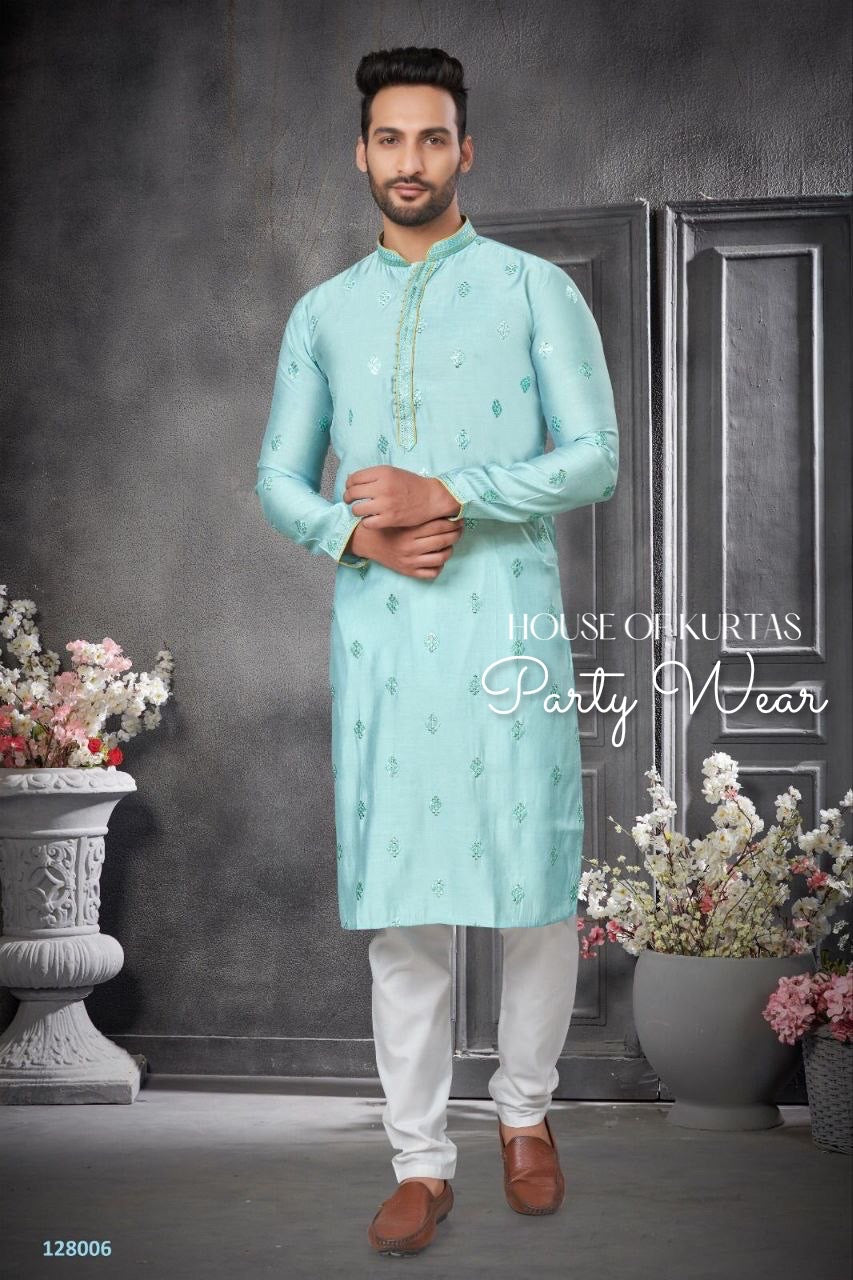 Exquisite Cotton Silk Kurta with Sequins Embroidery