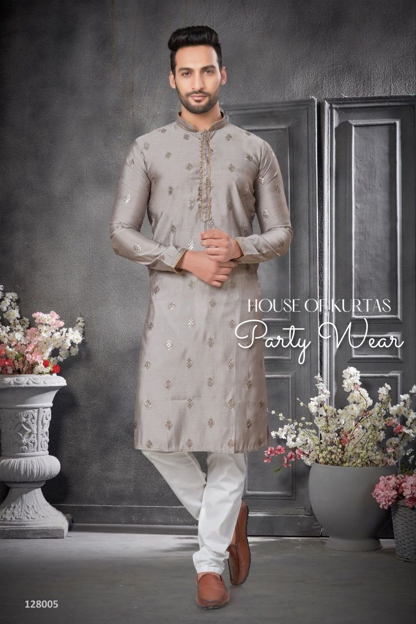 Exquisite Cotton Silk Kurta with Sequins Embroidery