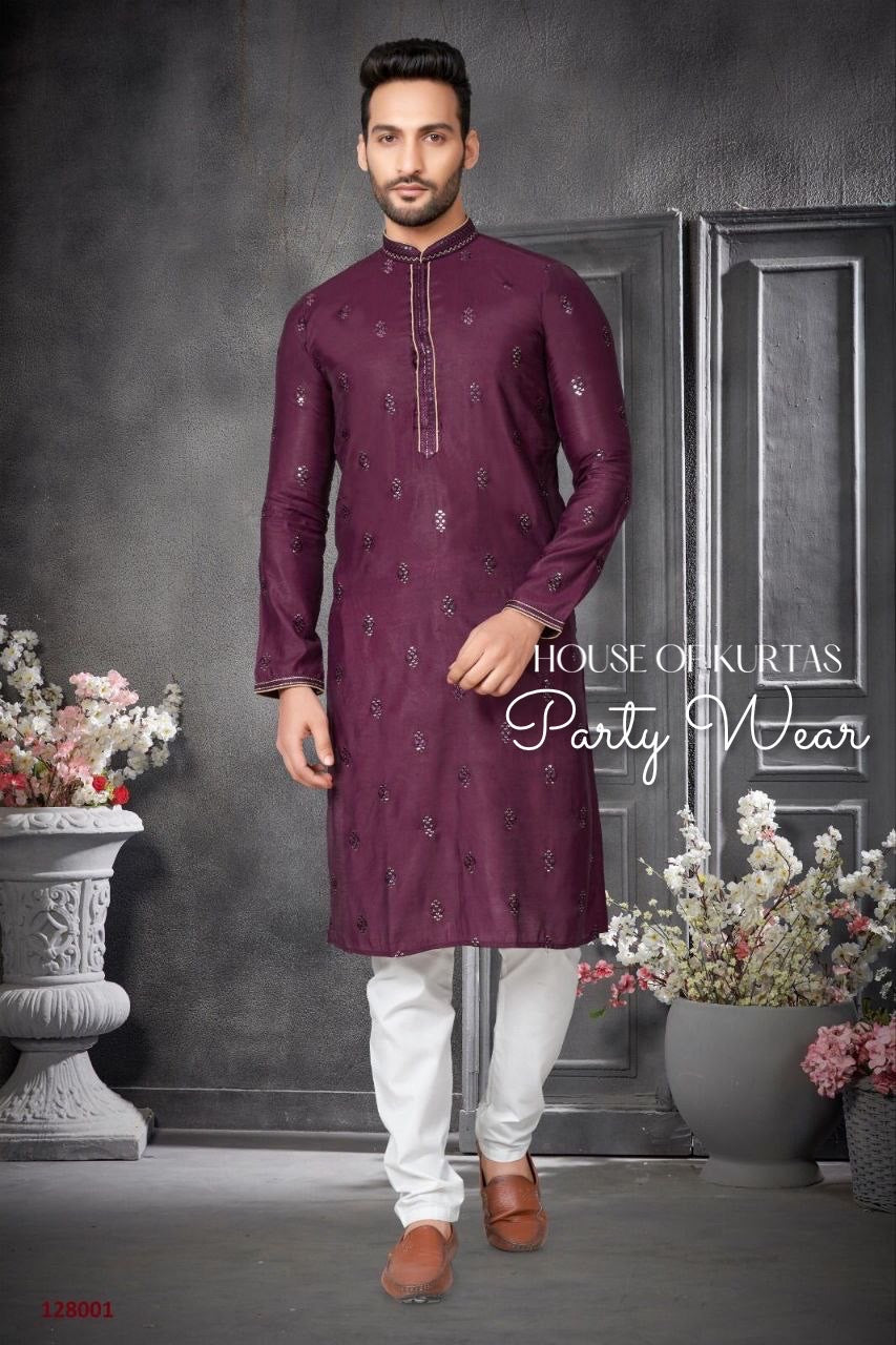 Exquisite Cotton Silk Kurta with Sequins Embroidery