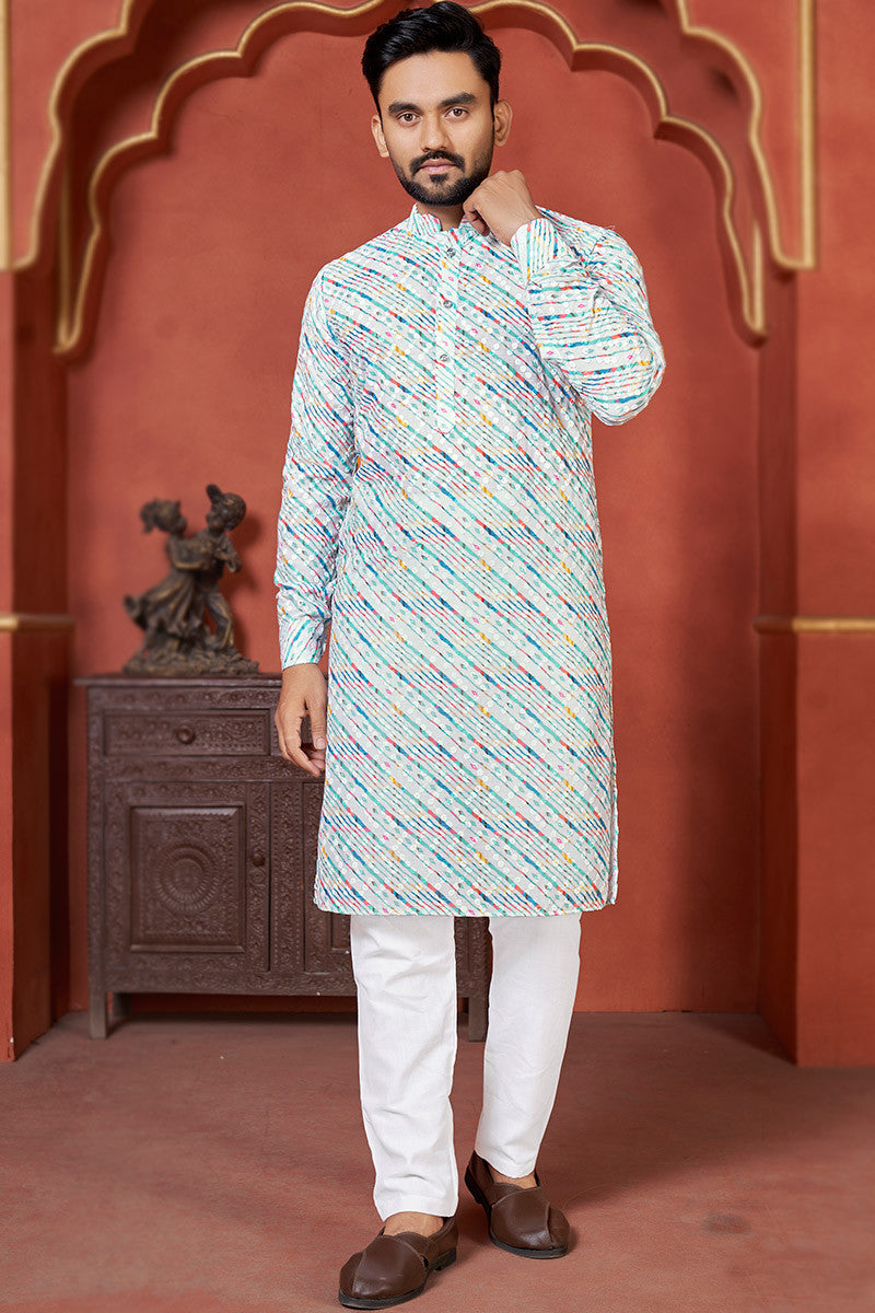 Men Partywear Cotton Kurta with Pyjamas