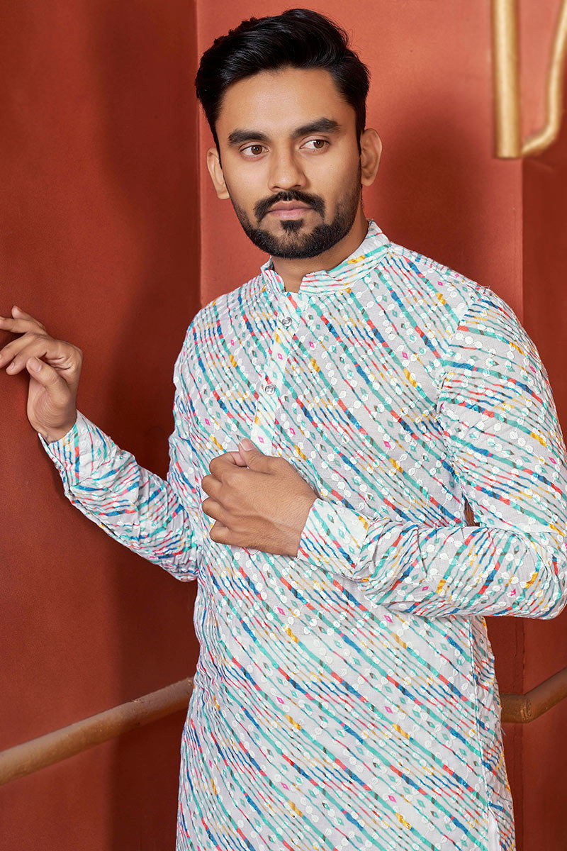 Men Partywear Cotton Kurta with Pyjamas