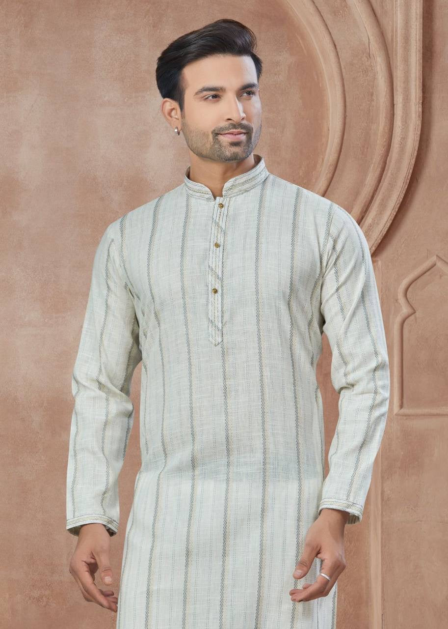 Men’s Straight Cut Cotton Kurta with Pants