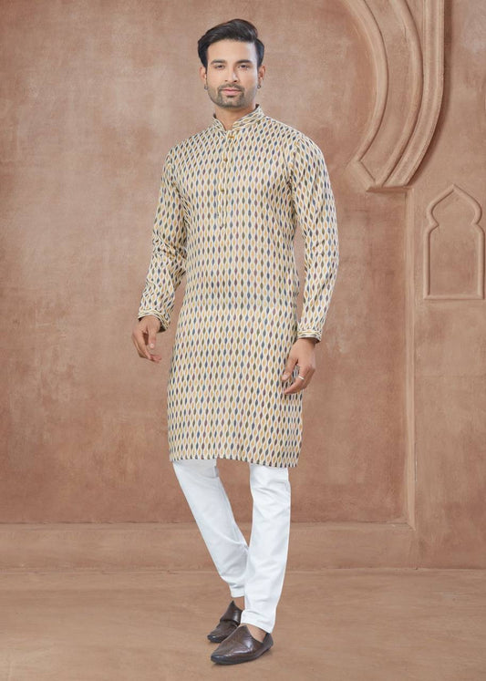 Straight Cut Men’s Cotton Kurta with Pants