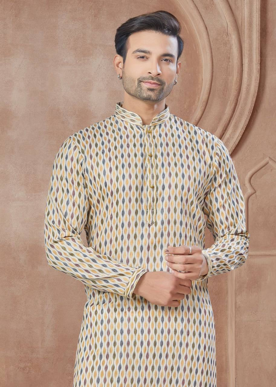 Straight Cut Men’s Cotton Kurta with Pants