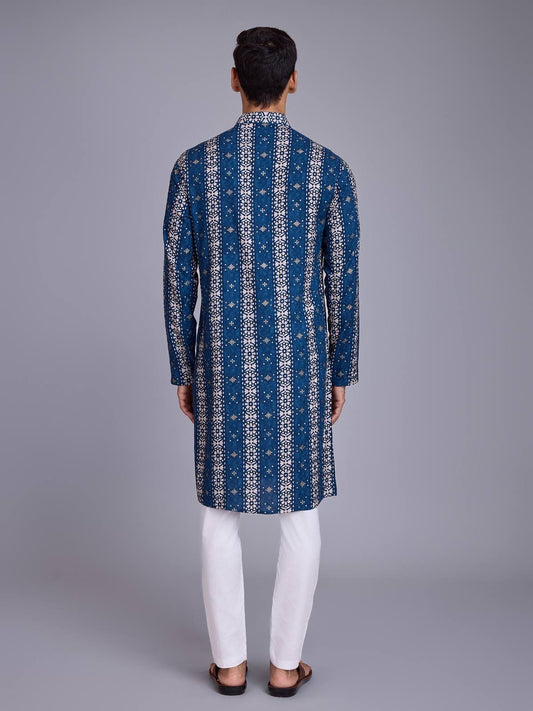 Festive Blue Printed Kurta Set