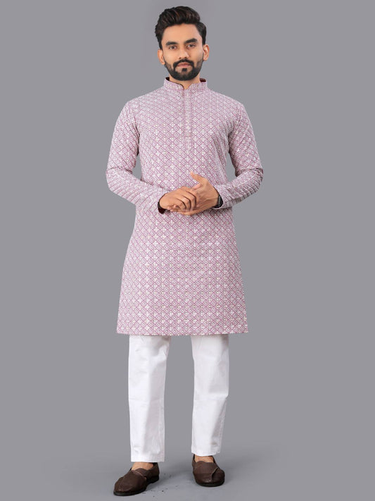 Pastel Chikankari Lucknowi Kurta Set