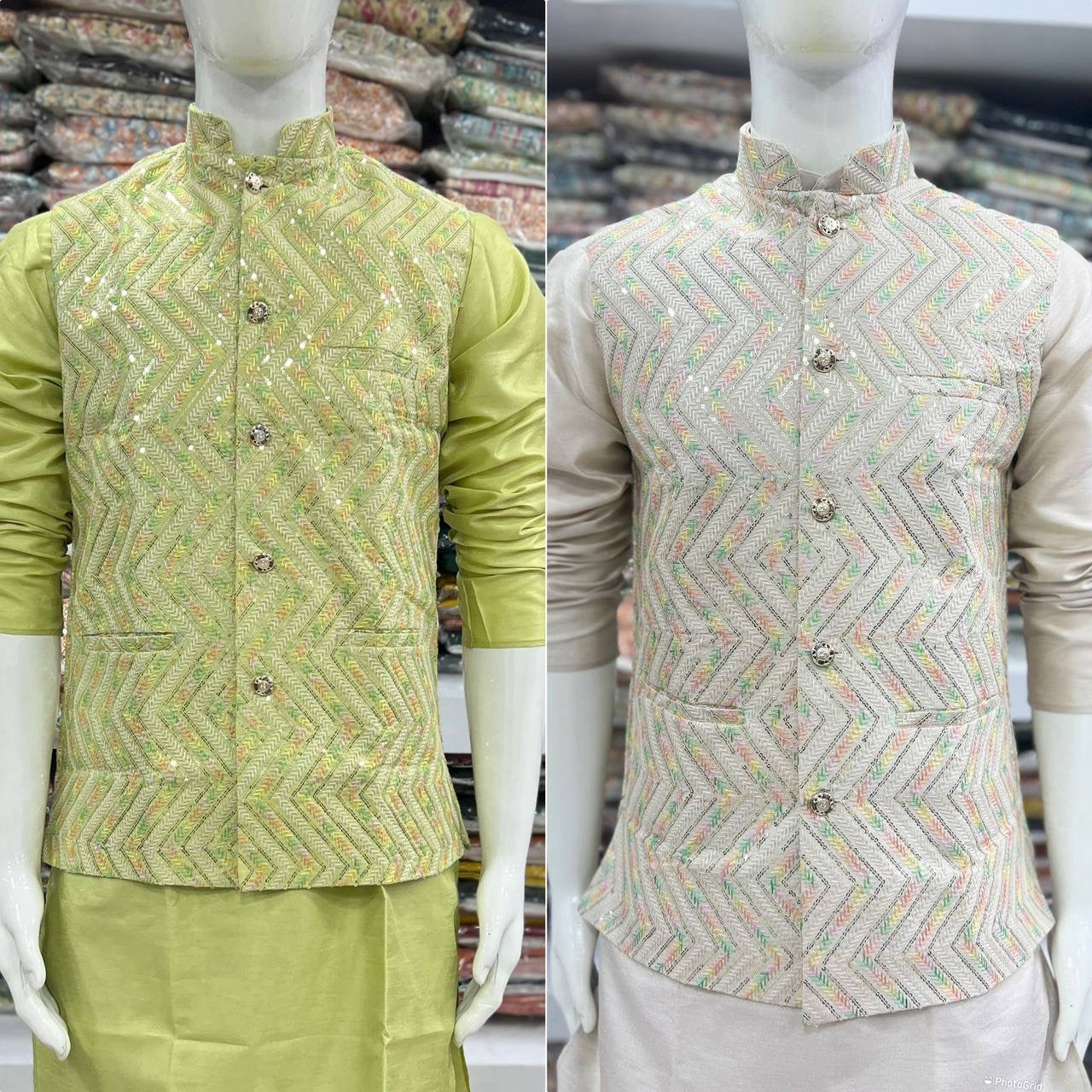 EMBROIDERED JACKET KURTA WITH PANTS