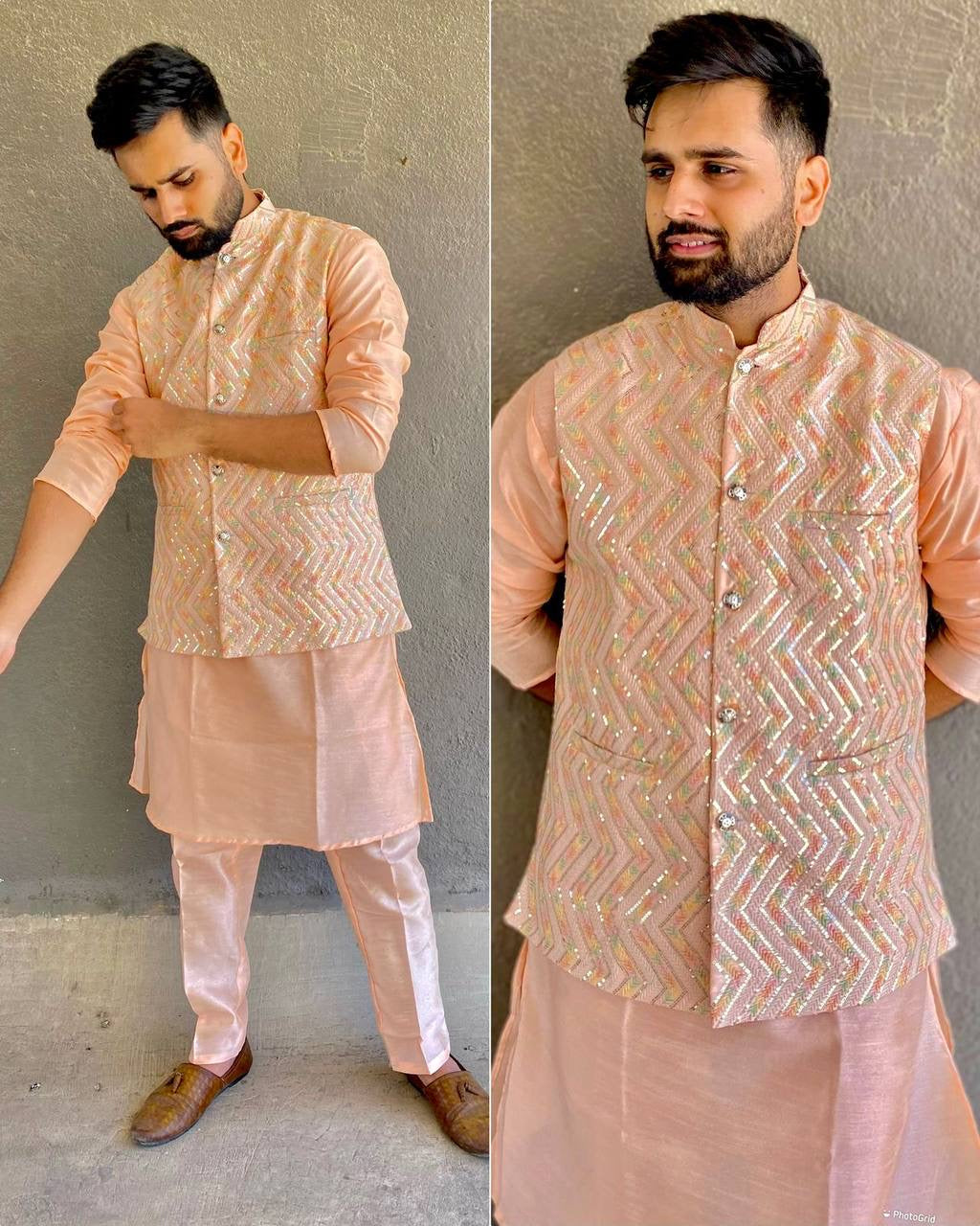 EMBROIDERED JACKET KURTA WITH PANTS