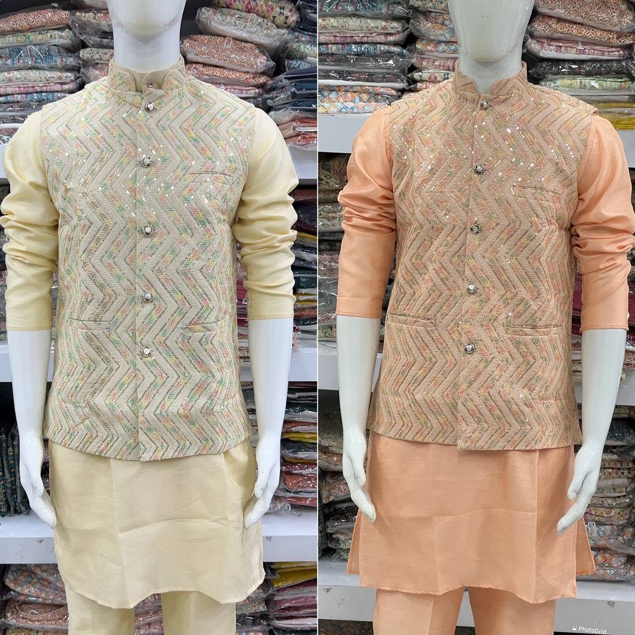 EMBROIDERED JACKET KURTA WITH PANTS