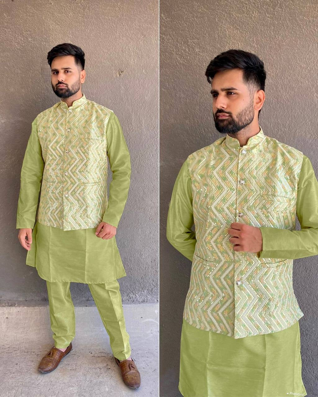 EMBROIDERED JACKET KURTA WITH PANTS