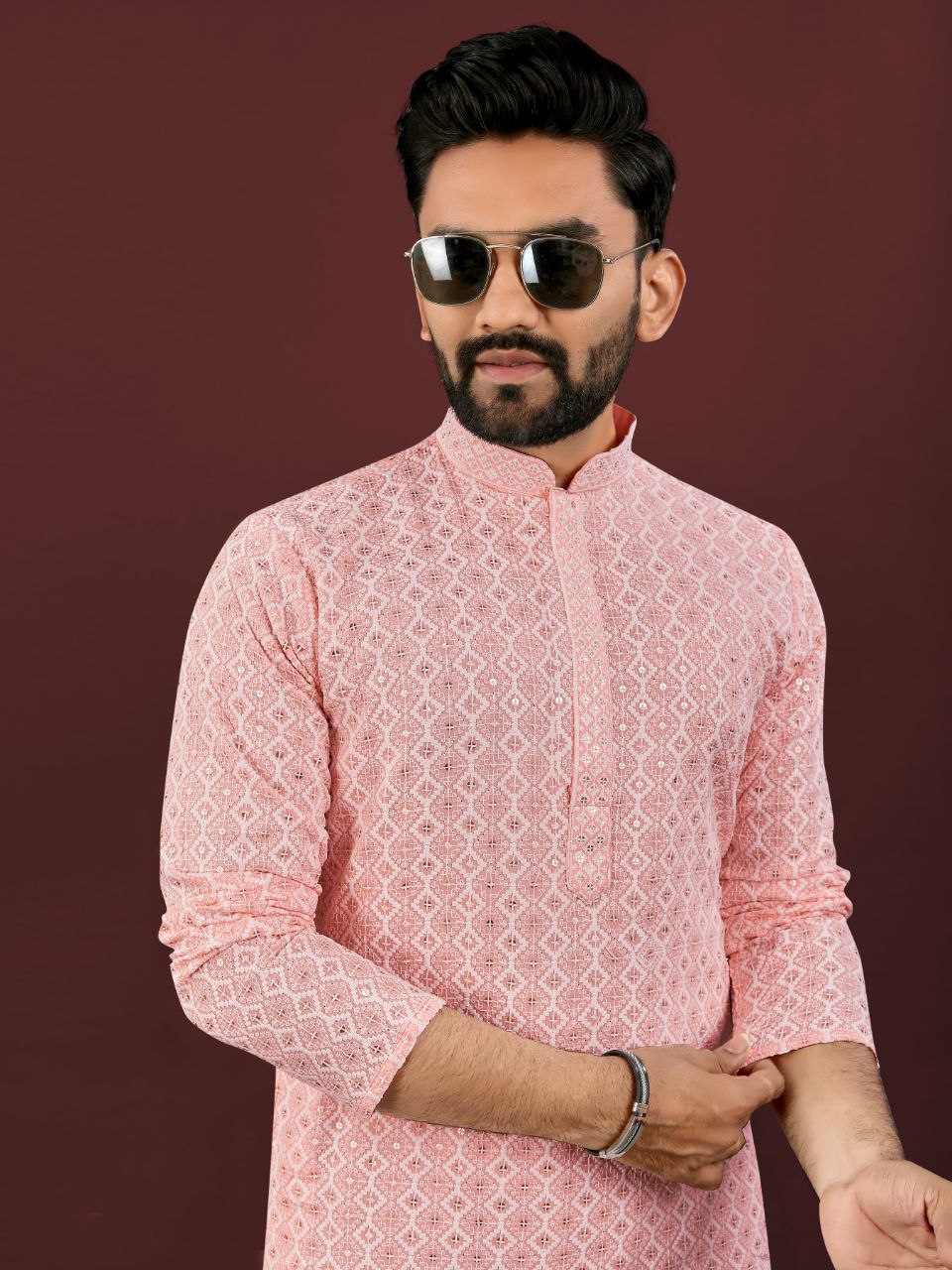 Men’s Lucknowi Chikankari Kurta Set with Pants – Festive & Wedding Ready