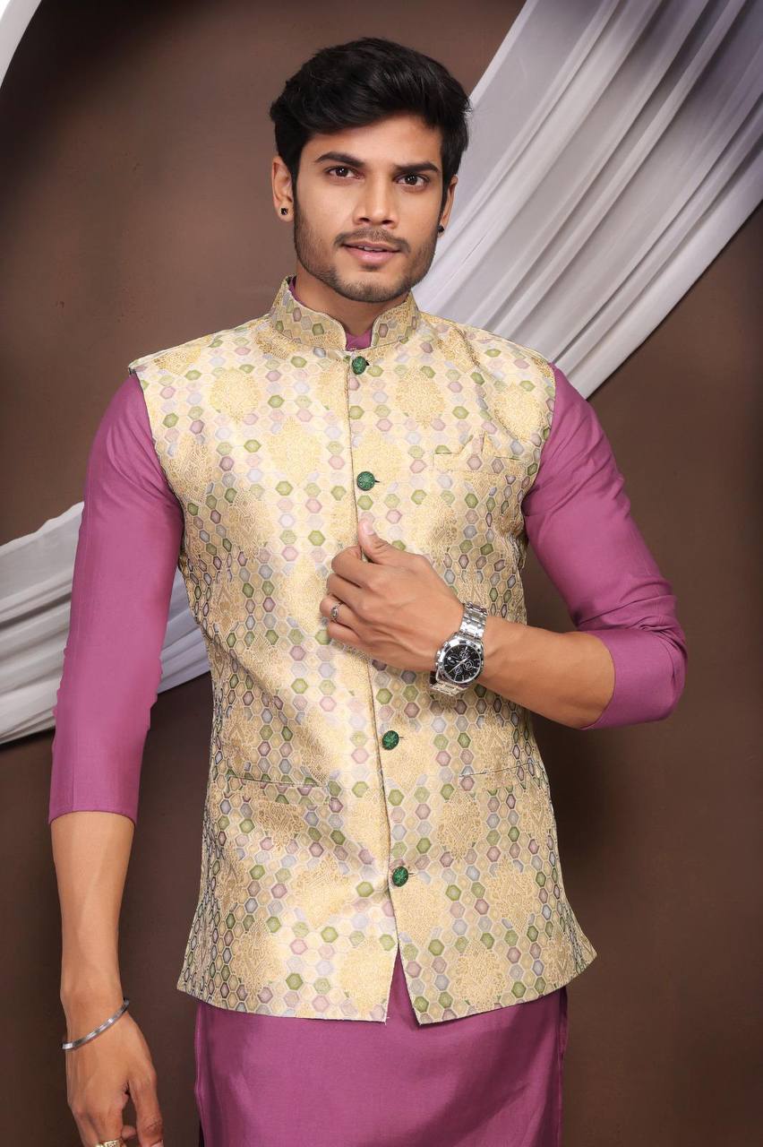 Kurta & Pants Set with Nehru Jacket