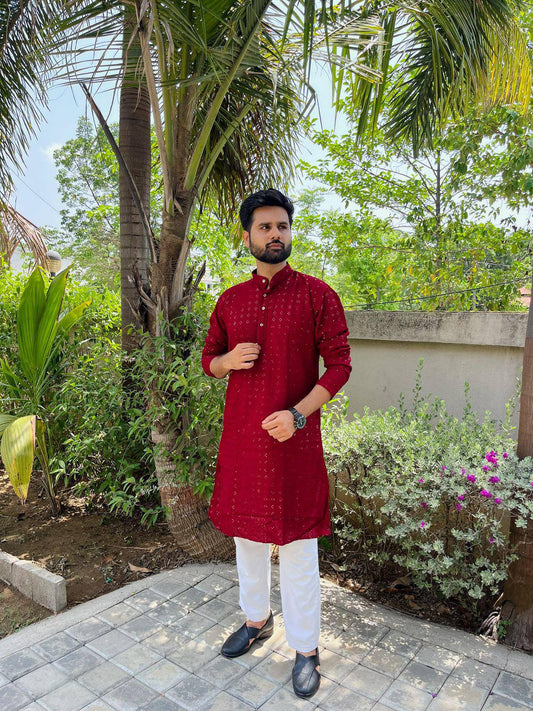 Festive Season Chikankari Sequin Embroidered Kurta Set