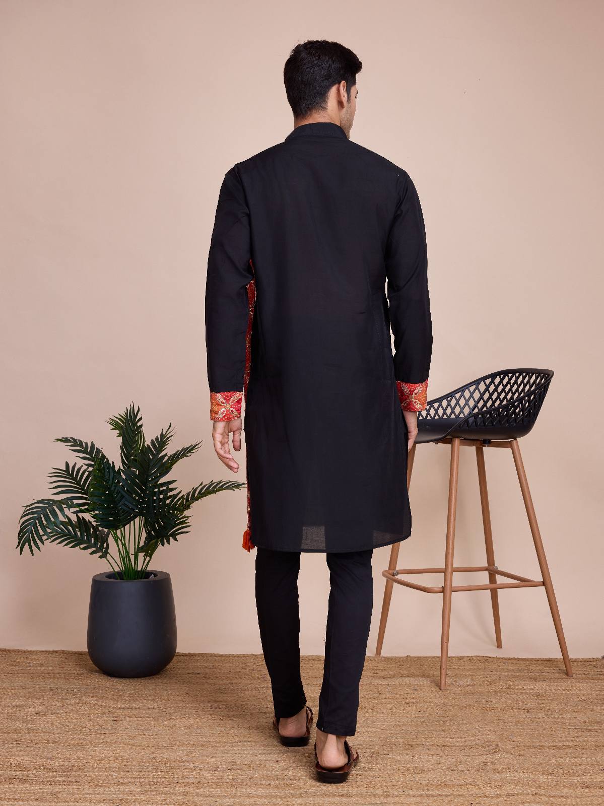 Men's Solid Kurta Set with Shawl