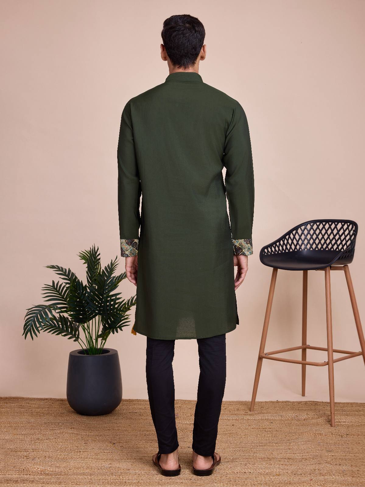 Men's Solid Kurta Set with Shawl