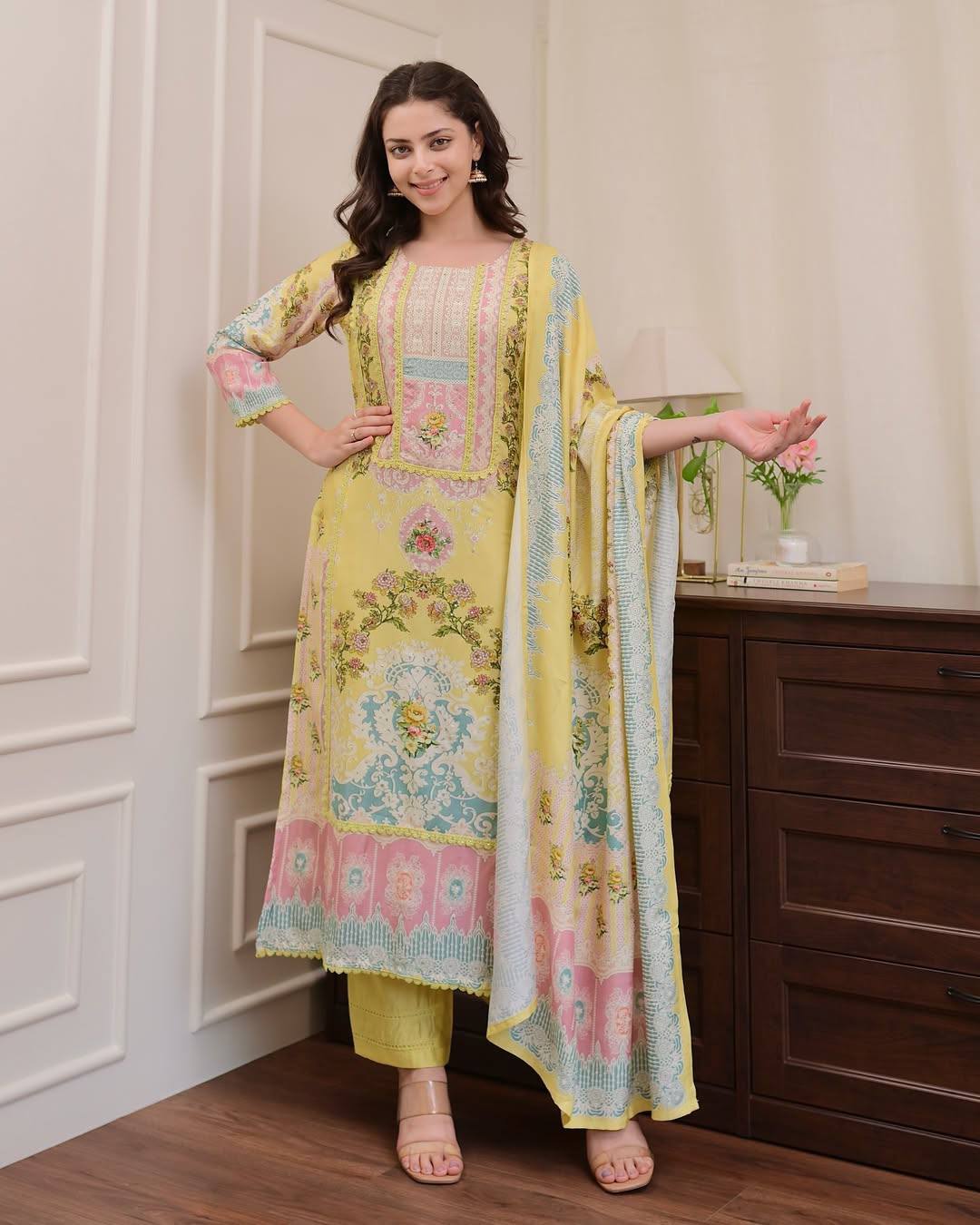 Pastel Yellow Kurti Set with Dupatta