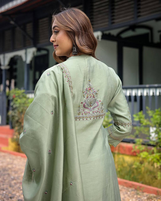 Pastel Green Anarkali Set with Dupatta