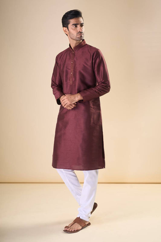 Men Cotton Silk Kurta Set