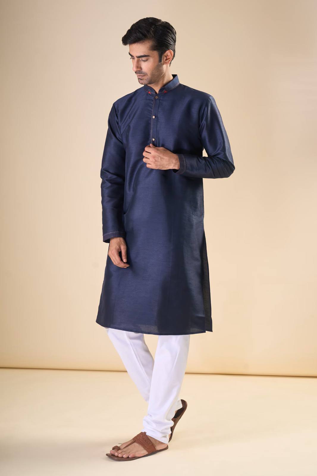 Men Cotton Silk Kurta Set