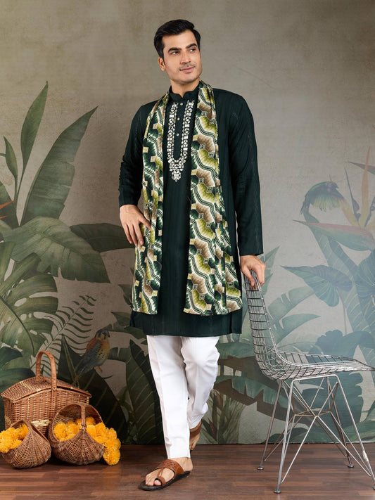 Men's Embroidered Kurta with Dupatta