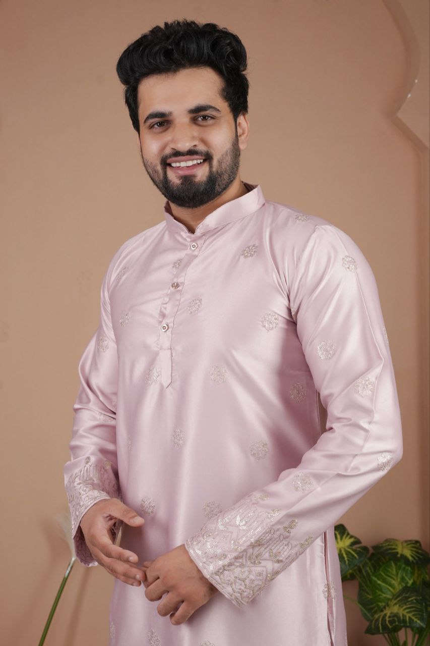 Festive Embroidered Men’s Silk  Kurta