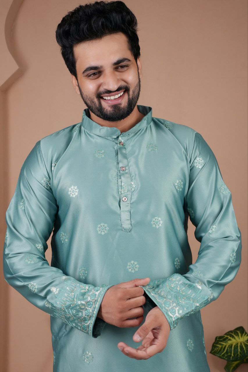 Festive Embroidered Men’s Silk  Kurta