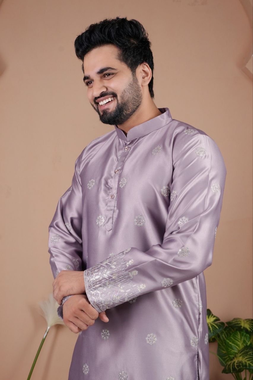 Festive Embroidered Men’s Silk  Kurta