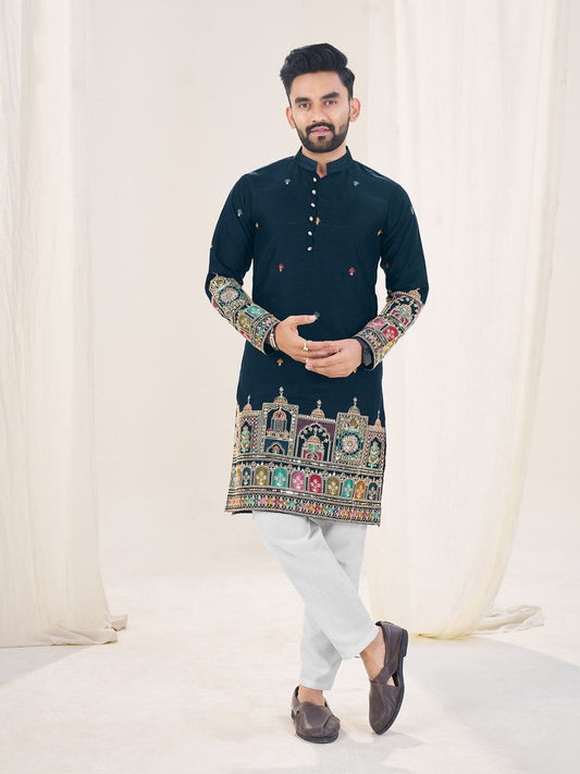 Men’s Heavy Georgette Silk Embroidered Kurta