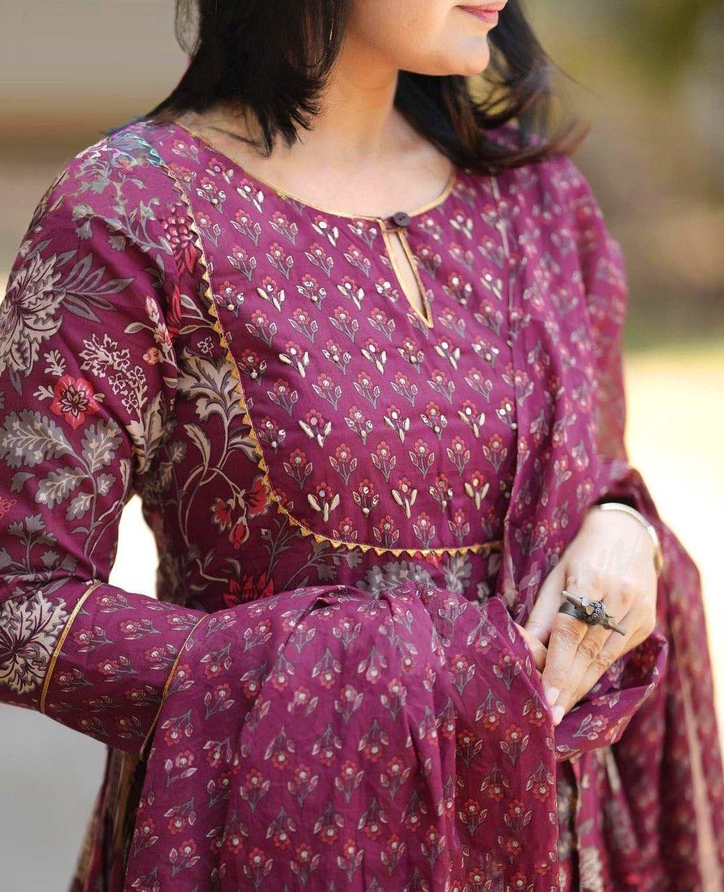 Purple Kurti, Pant with Dupatta