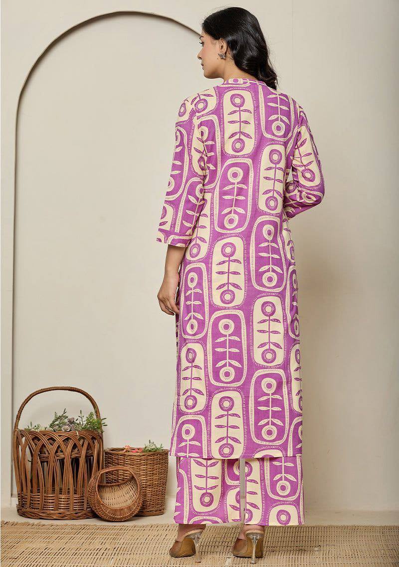 Purple Kurti, Pant with Dupatta - Office & Everyday