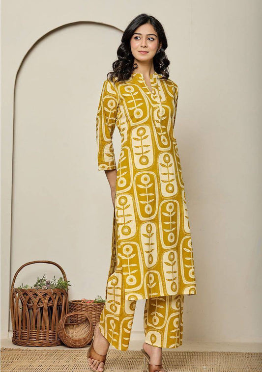 Yellow Kurti, Pant with Dupatta - Office & Everyday