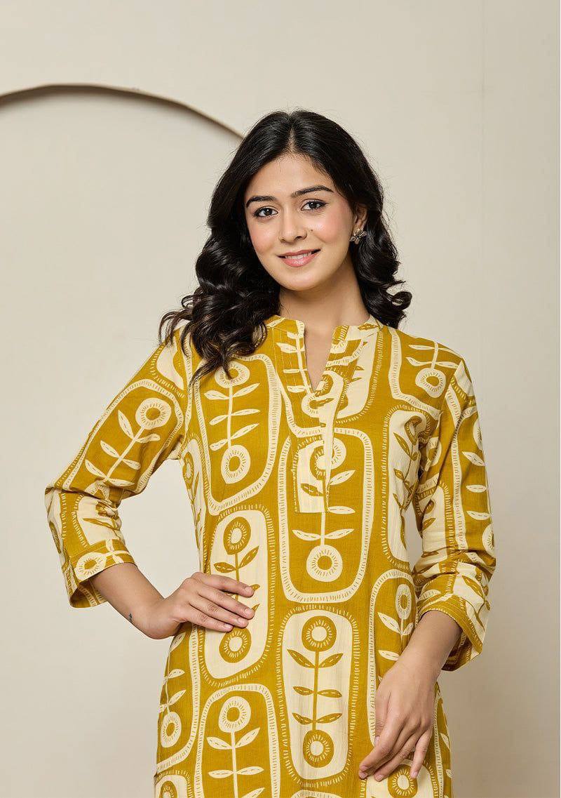 Yellow Kurti, Pant with Dupatta - Office & Everyday