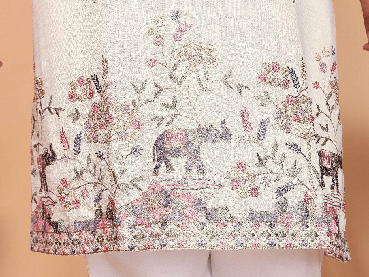 Men Linen Cotton Kurta with Pants Set