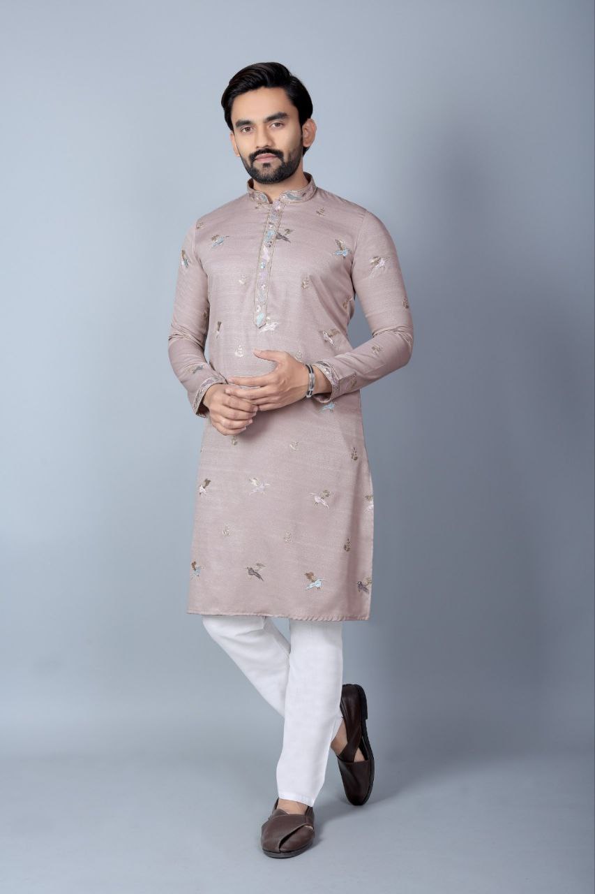 Men Khadi Silk Kurta Pants Set