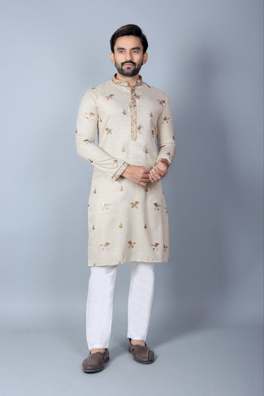 Men Khadi Silk Kurta Pants Set