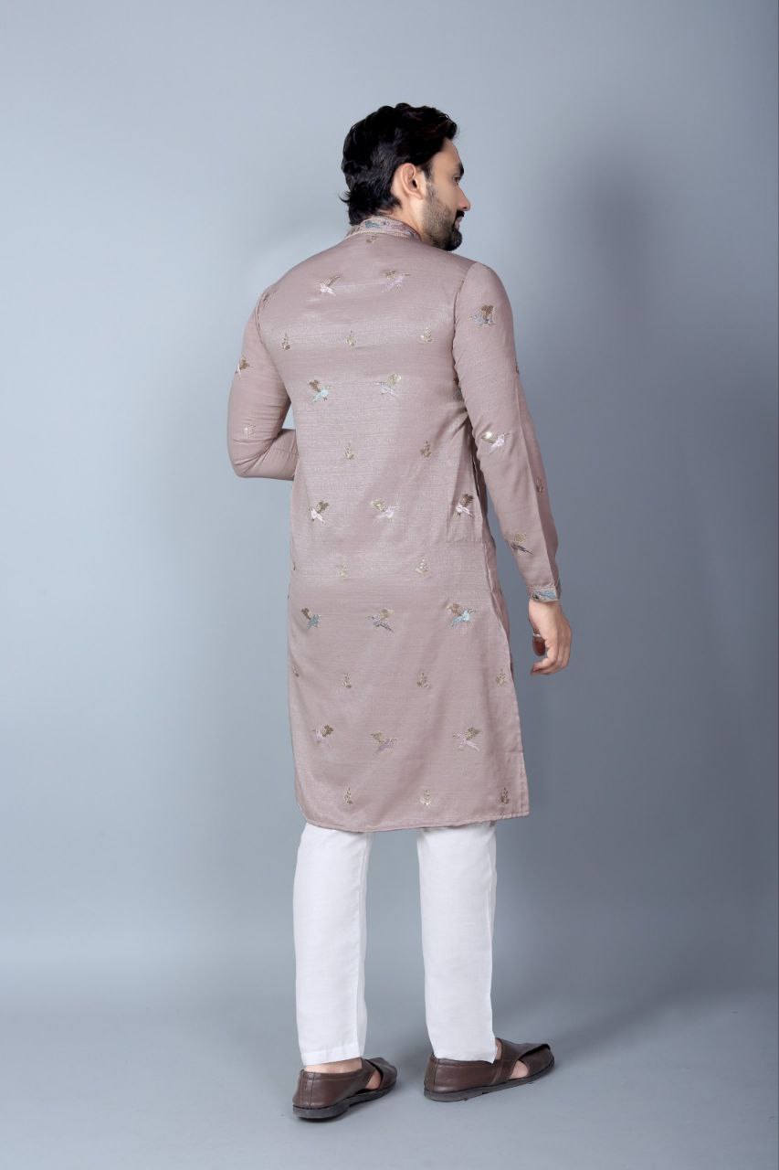 Men Khadi Silk Kurta Pants Set