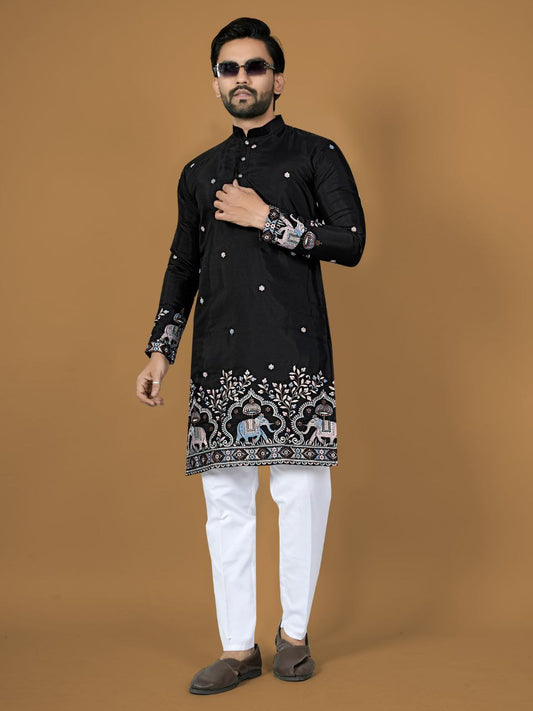 Men's Royal Embroidered Kurta Pant Set - Wedding Wear