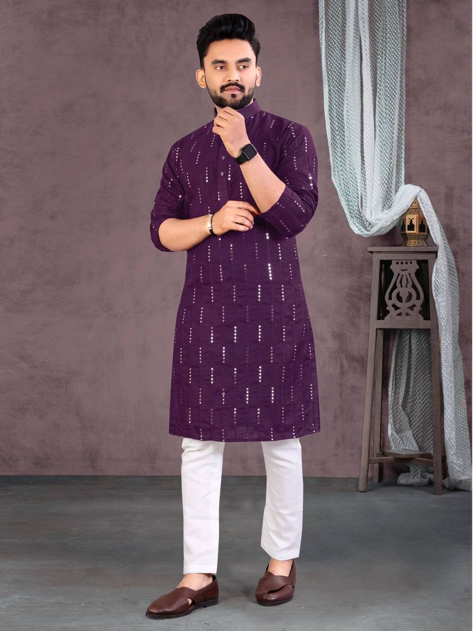 Roshan Mirror Work Kurta With Pants