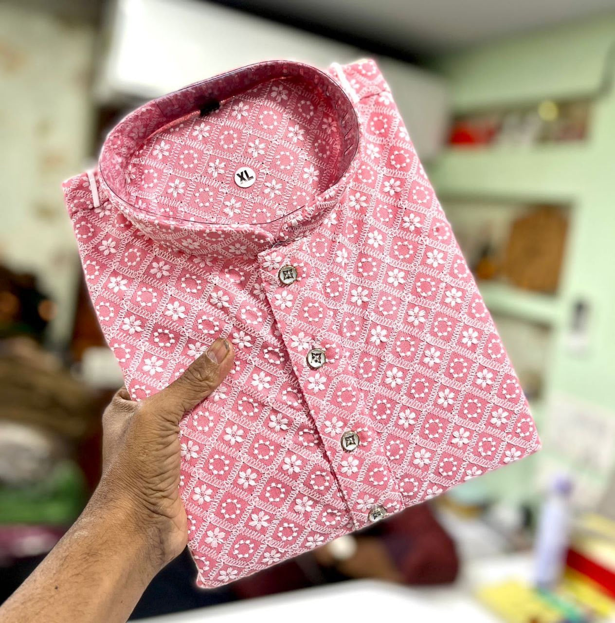 Chikankari embroidery kurta with pyjamas