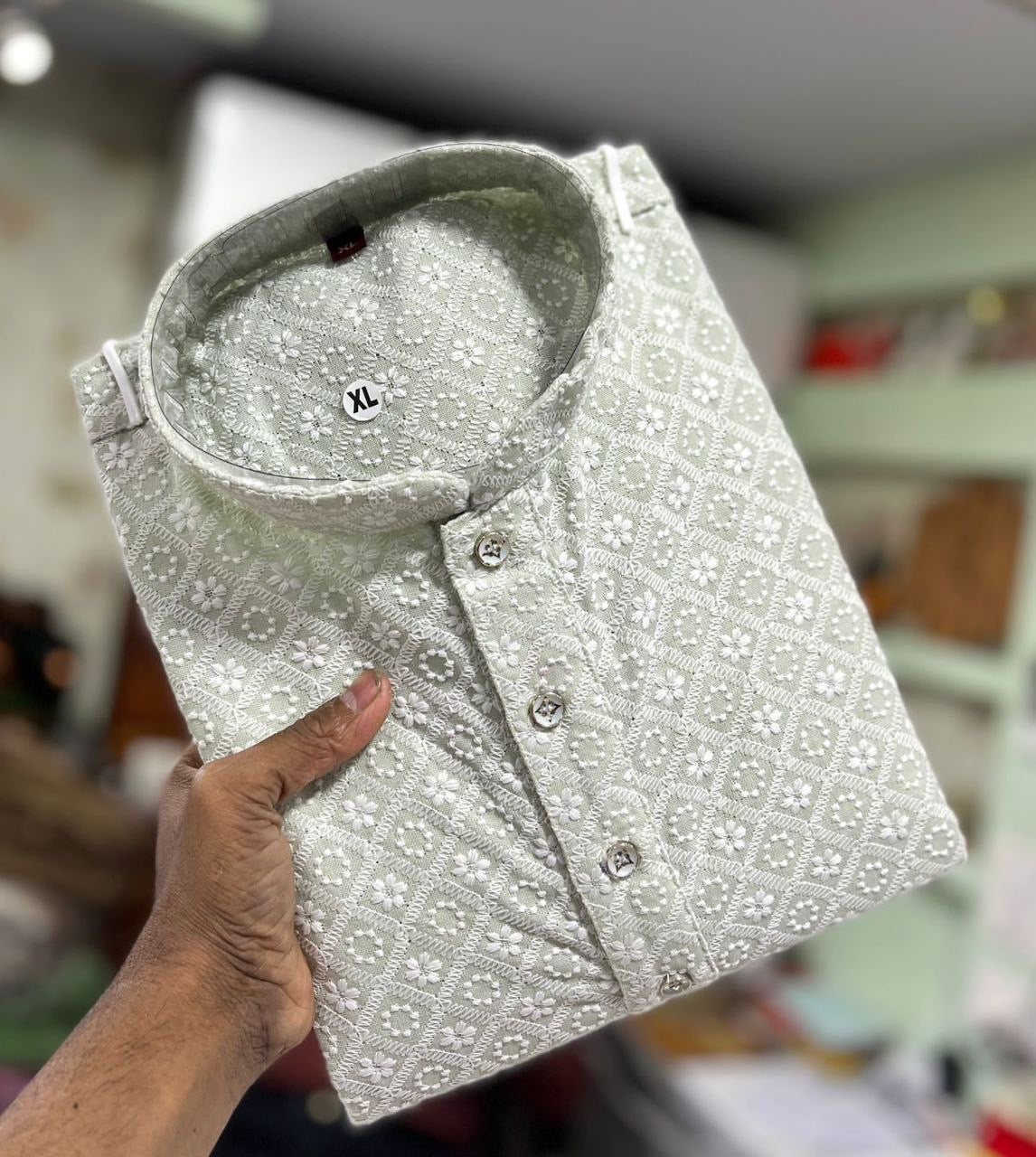 Chikankari embroidery kurta with pyjamas