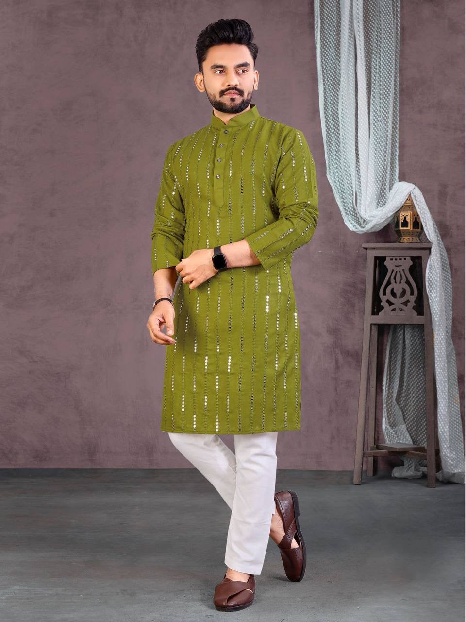 Roshan Mirror Work Kurta With Pants